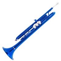 Mendini by Cecilio Bb Trumpet w/Tuner, Stand, Pocketbook, Deluxe Case and 1 Year Warranty, Blue Lacquer MTT-BL+SD+PB+92D   